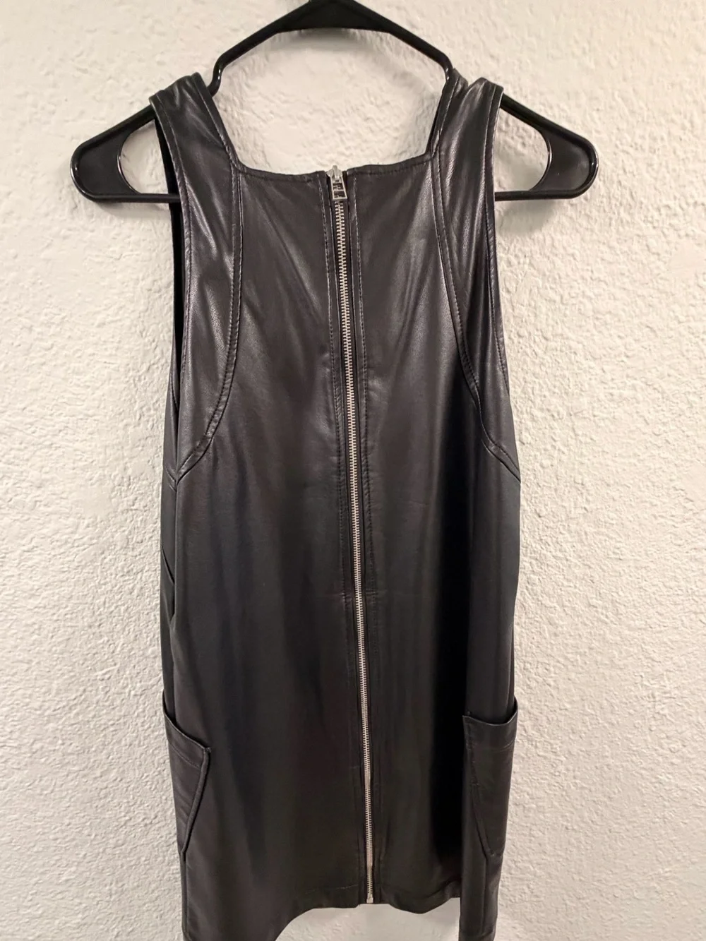 Anthropology Maeve Black Faux Leather Mini Shift Dress - Picture 3 of 4